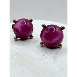 Vtg Pink Moon glow Thermoset Cabochon Round Cufflinks Menswear MCM Mid Century